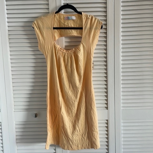 Free People Vivi Open Back Stretch Cotton Dress in‎ Peach Sunrise - NWT - Picture 2 of 3